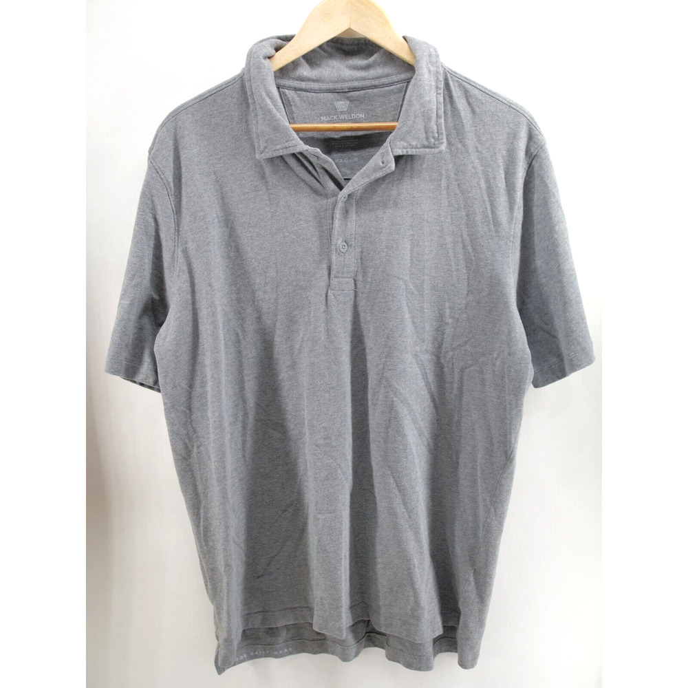 Mack Weldon Men's 100%‎ Cotton Long Sleeve Polo Shirt Gray XL
